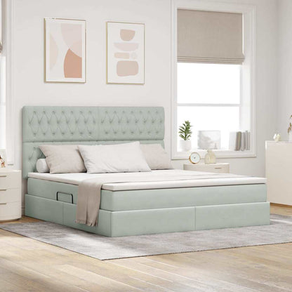 vidaXL Bett mit Stauraum und LED mit LED Hellgrau 160 x 200 cm Samt