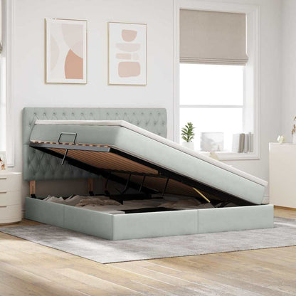 vidaXL Bett mit Stauraum und LED mit LED Hellgrau 160 x 200 cm Samt