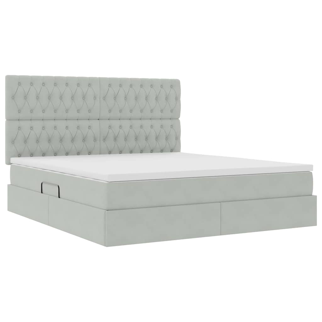 vidaXL Bett mit Stauraum und LED mit LED Hellgrau 160 x 200 cm Samt