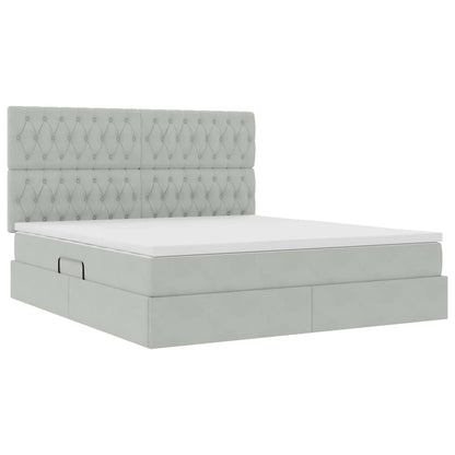 vidaXL Bett mit Stauraum und LED mit LED Hellgrau 160 x 200 cm Samt