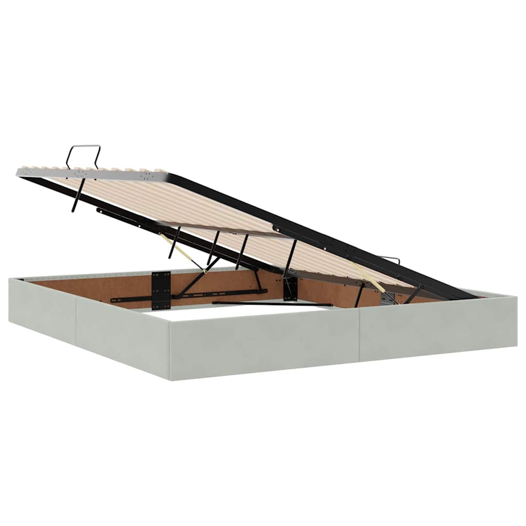 vidaXL Bett mit Stauraum und LED mit LED Hellgrau 160 x 200 cm Samt