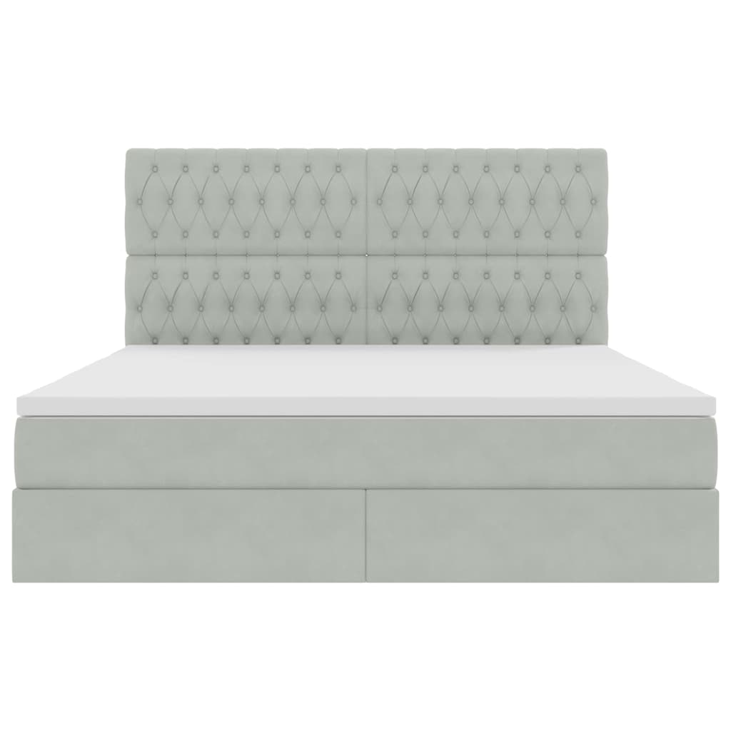 vidaXL Bett mit Stauraum und LED mit LED Hellgrau 160 x 200 cm Samt