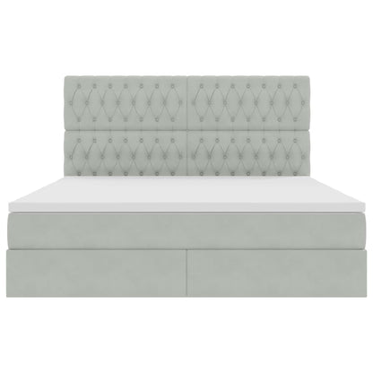 vidaXL Bett mit Stauraum und LED mit LED Hellgrau 160 x 200 cm Samt