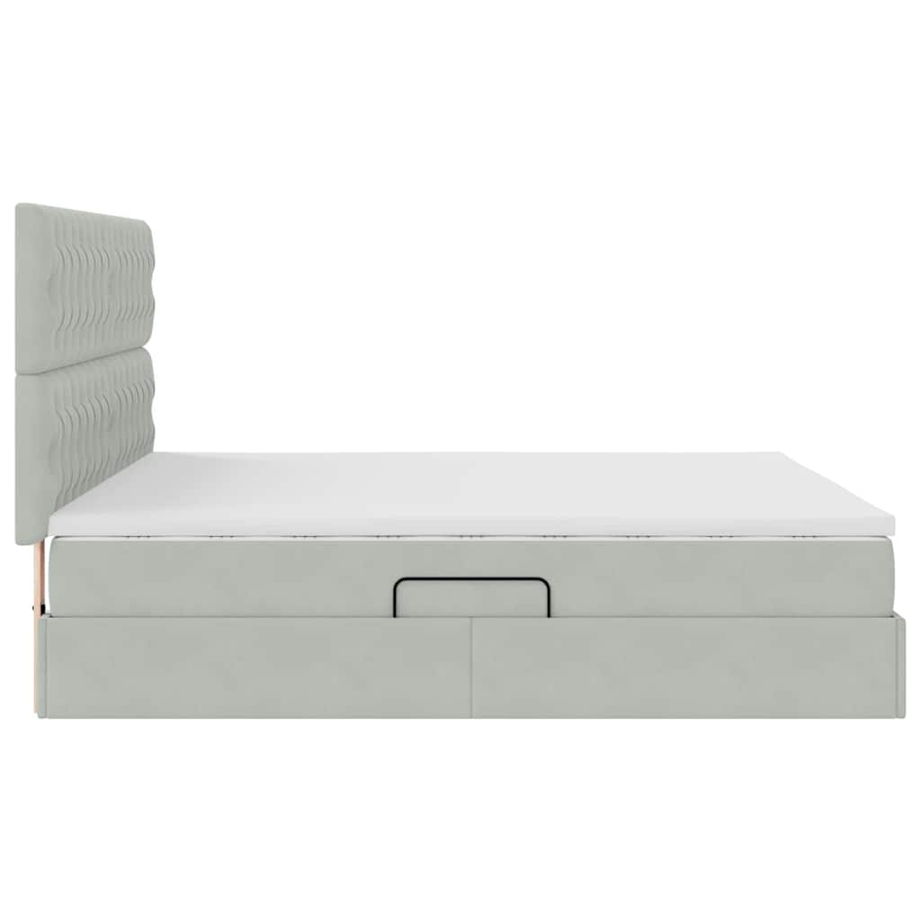 vidaXL Bett mit Stauraum und LED mit LED Hellgrau 160 x 200 cm Samt