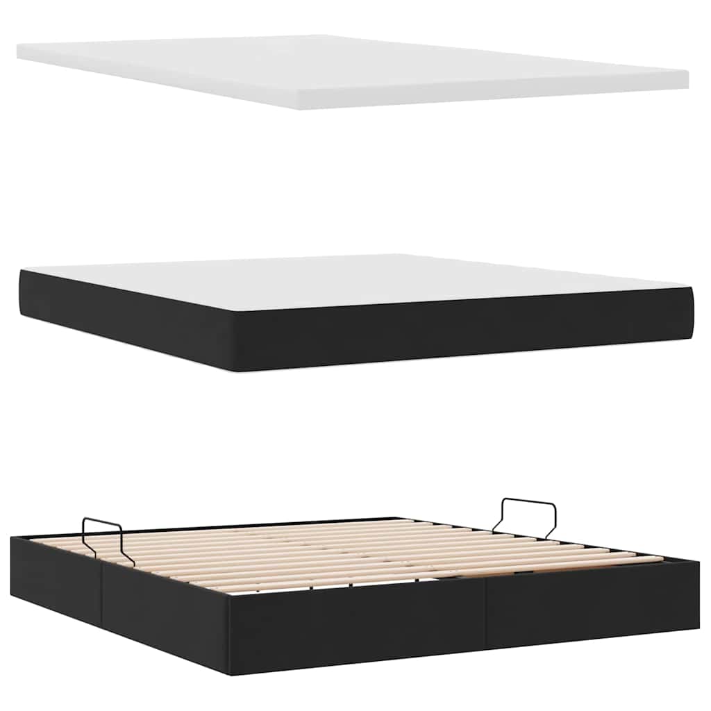 vidaXL Bett mit Stauraum und LED mit LED Schwarz 160 x 200 cm Samt