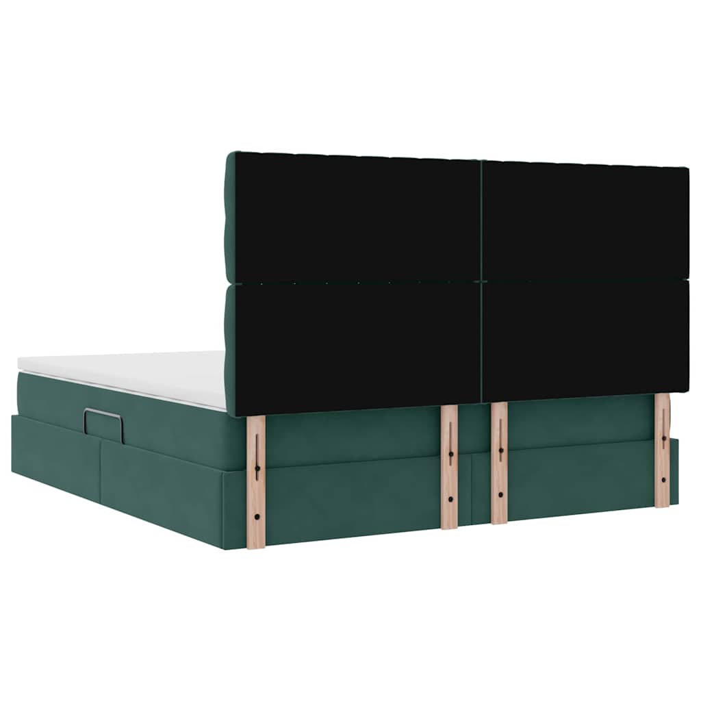 vidaXL Bett mit Stauraum und LED mit LED Dunkelgrün 160 x 200 cm Samt