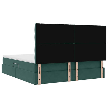 vidaXL Bett mit Stauraum und LED mit LED Dunkelgrün 160 x 200 cm Samt