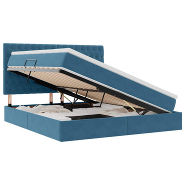 vidaXL Bett mit Stauraum und LED mit LED Dunkelblau 160 x 200 cm Samt