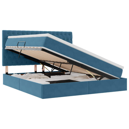 vidaXL Bett mit Stauraum und LED mit LED Dunkelblau 160 x 200 cm Samt