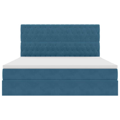 vidaXL Bett mit Stauraum und LED mit LED Dunkelblau 160 x 200 cm Samt