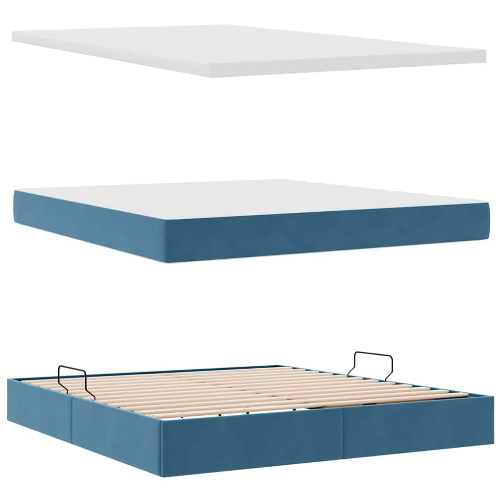 vidaXL Bett mit Stauraum und LED mit LED Dunkelblau 160 x 200 cm Samt