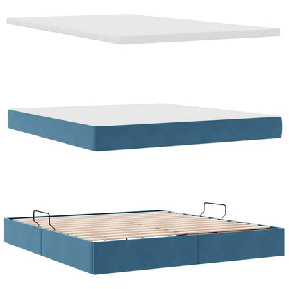 vidaXL Bett mit Stauraum und LED mit LED Dunkelblau 160 x 200 cm Samt