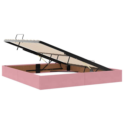 vidaXL Bett mit Stauraum und LED mit Matratze Rosa 160 x 200 cm Samt