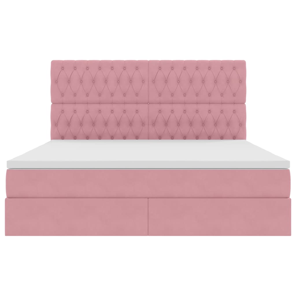 vidaXL Bett mit Stauraum und LED mit Matratze Rosa 160 x 200 cm Samt