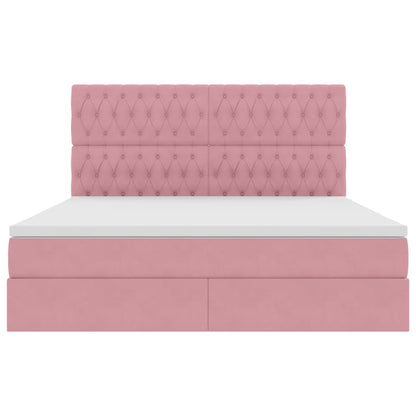 vidaXL Bett mit Stauraum und LED mit Matratze Rosa 160 x 200 cm Samt