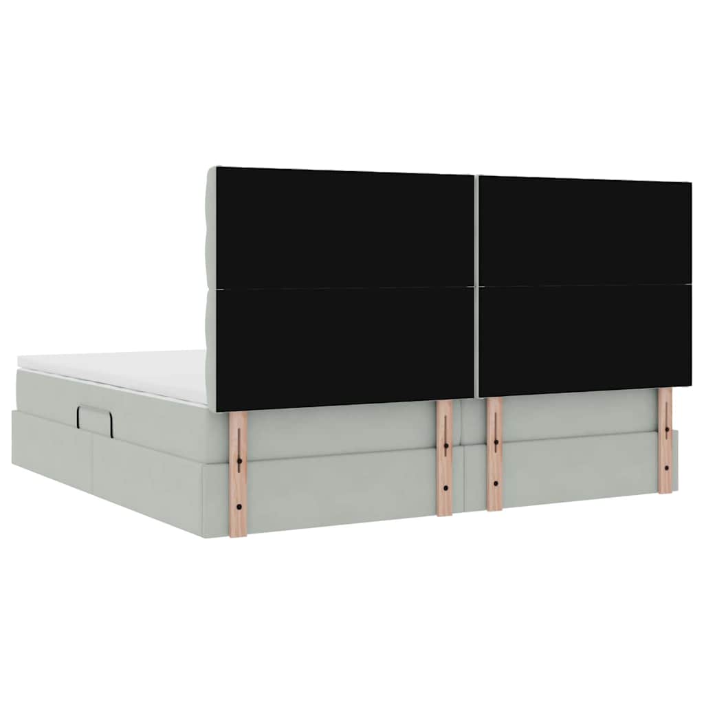 vidaXL Bett mit Stauraum und LED mit LED Hellgrau 200 x 200 cm Samt
