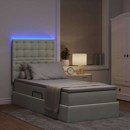 Bett mit Stauraum und LED mit LED Hellgrau 90 x 190 cm Samt