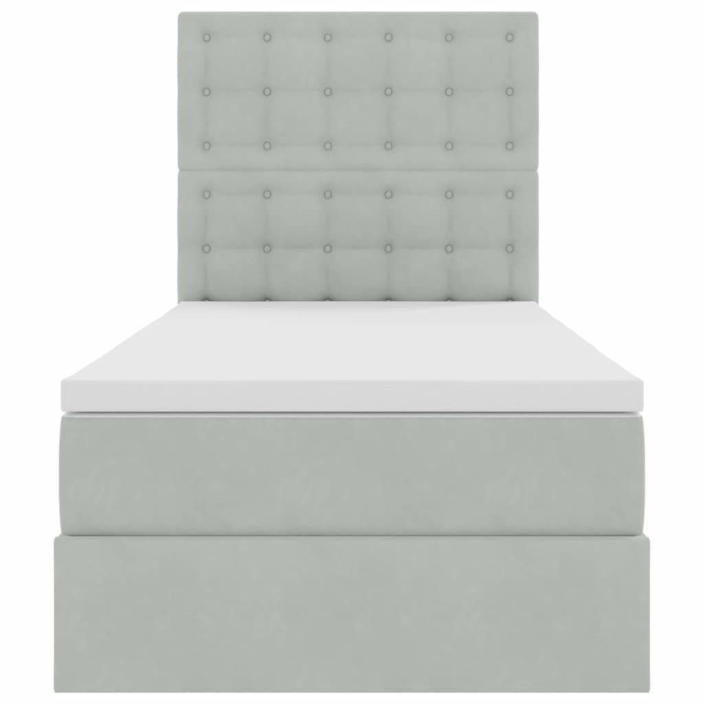 Bett mit Stauraum und LED mit LED Hellgrau 90 x 190 cm Samt