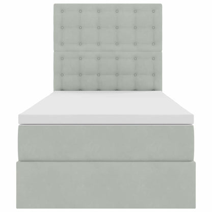 Bett mit Stauraum und LED mit LED Hellgrau 90 x 190 cm Samt