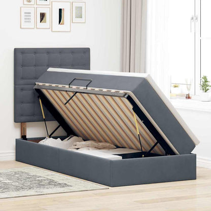 vidaXL Bett mit Stauraum und LED mit LED Dunkelgrau 90 x 190 cm Samt
