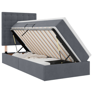 vidaXL Bett mit Stauraum und LED mit LED Dunkelgrau 90 x 190 cm Samt