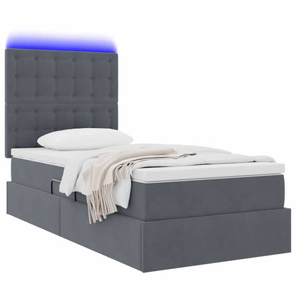 vidaXL Bett mit Stauraum und LED mit LED Dunkelgrau 90 x 190 cm Samt