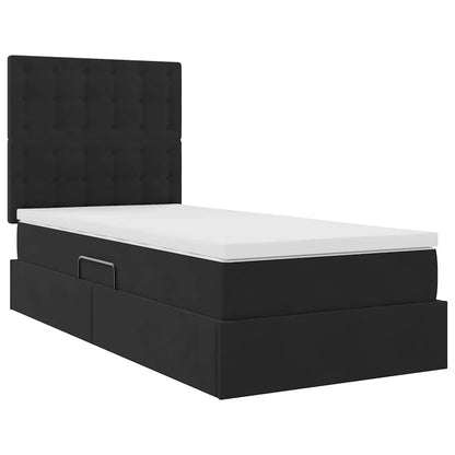 vidaXL Bett mit Stauraum und LED mit Matratze Schwarz 90 x 190 cm Samt