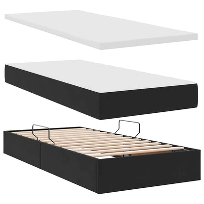 vidaXL Bett mit Stauraum und LED mit Matratze Schwarz 90 x 190 cm Samt