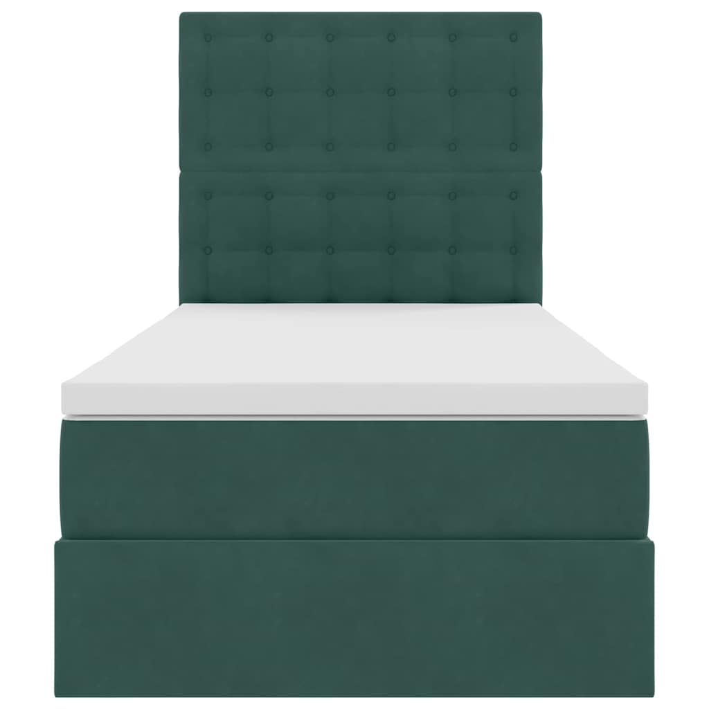 vidaXL Bett mit Stauraum und LED mit LED Dunkelgrün 90 x 190 cm Samt