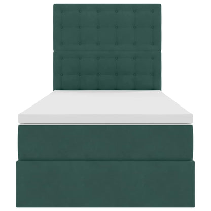 vidaXL Bett mit Stauraum und LED mit LED Dunkelgrün 90 x 190 cm Samt