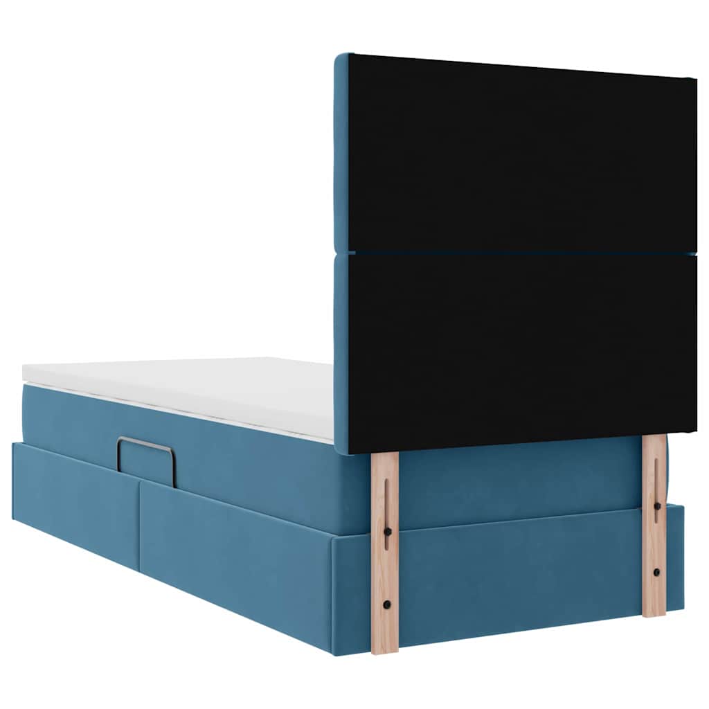vidaXL Bett mit Stauraum und LED mit LED Dunkelblau 90 x 190 cm Samt