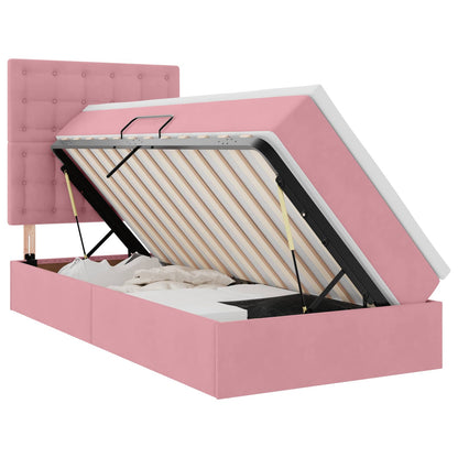 vidaXL Bett mit Stauraum und LED mit Matratze Rosa 90 x 190 cm Samt