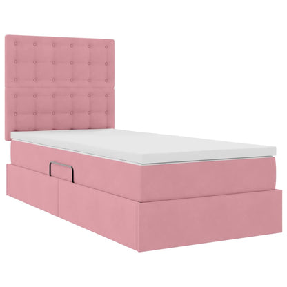 vidaXL Bett mit Stauraum und LED mit Matratze Rosa 90 x 190 cm Samt
