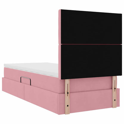 vidaXL Bett mit Stauraum und LED mit Matratze Rosa 90 x 190 cm Samt