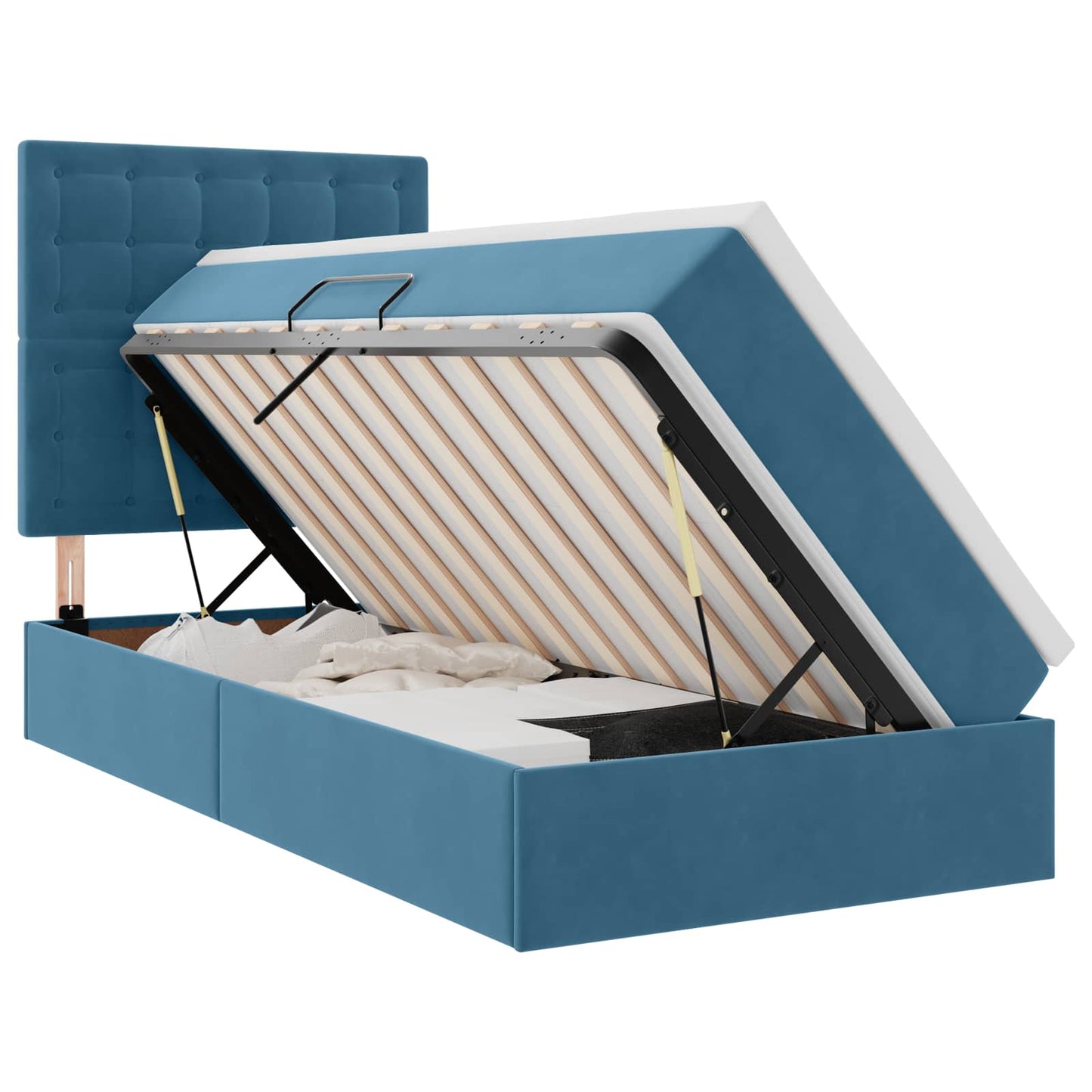 vidaXL Bett mit Stauraum und LED mit LED Dunkelblau 90 x 200 cm Samt