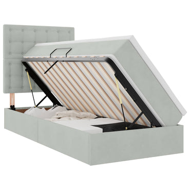 vidaXL Bett mit Stauraum und LED mit LED Hellgrau 100 x 200 cm Samt