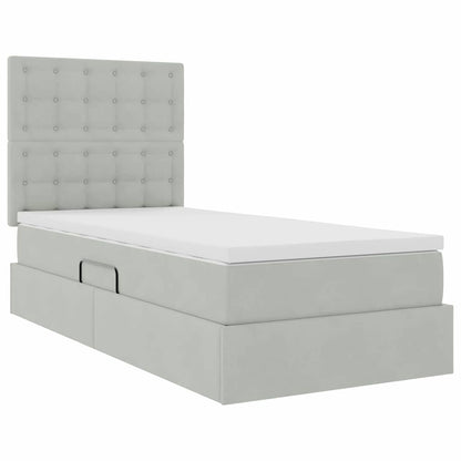 vidaXL Bett mit Stauraum und LED mit LED Hellgrau 100 x 200 cm Samt