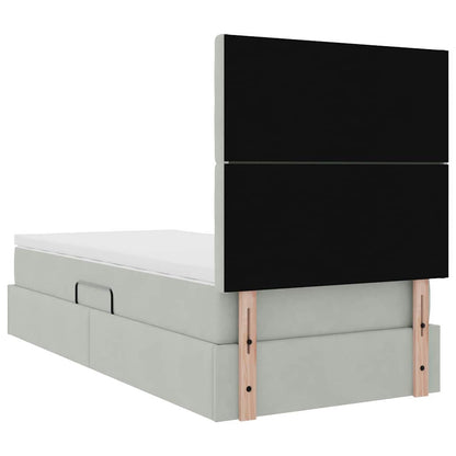 vidaXL Bett mit Stauraum und LED mit LED Hellgrau 100 x 200 cm Samt