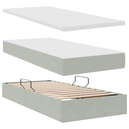 vidaXL Bett mit Stauraum und LED mit LED Hellgrau 100 x 200 cm Samt