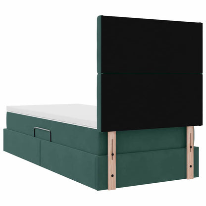 vidaXL Bett mit Stauraum und LED mit LED Dunkelgrün 100 x 200 cm Samt