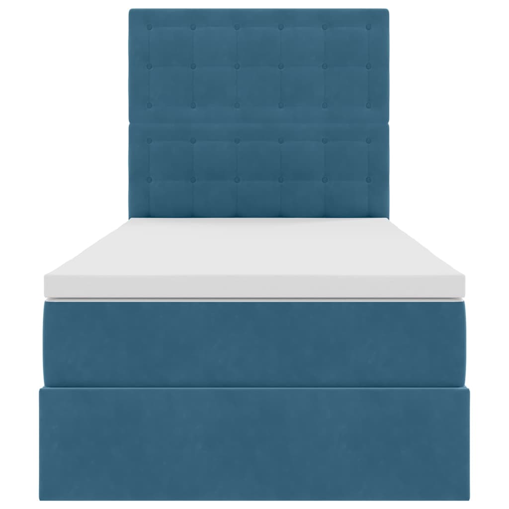 Bett mit Stauraum und LED mit LED Dunkelblau 100 x 200 cm Samt