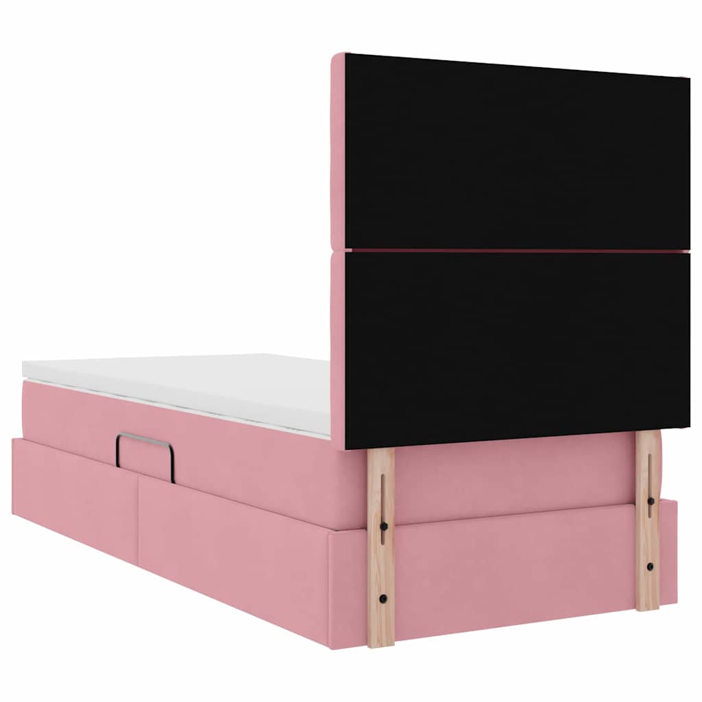 vidaXL Bett mit Stauraum und LED mit Matratze Rosa 100 x 200 cm Samt
