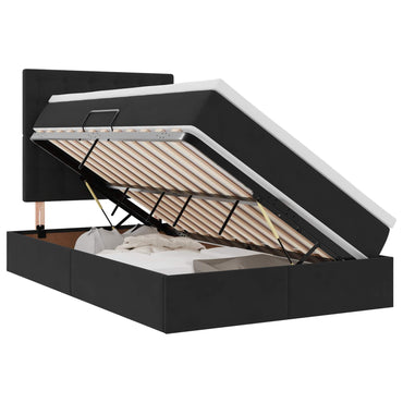 vidaXL Bett mit Stauraum und LED mit LED Schwarz 120 x 200 cm Samt