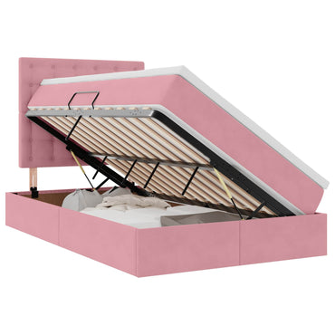 vidaXL Bett mit Stauraum und LED mit Matratze Rosa 120 x 200 cm Samt