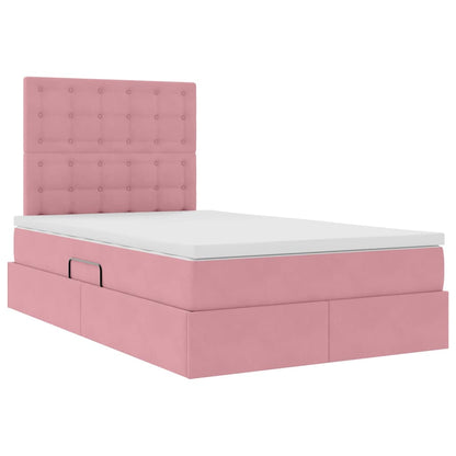 vidaXL Bett mit Stauraum und LED mit Matratze Rosa 120 x 200 cm Samt