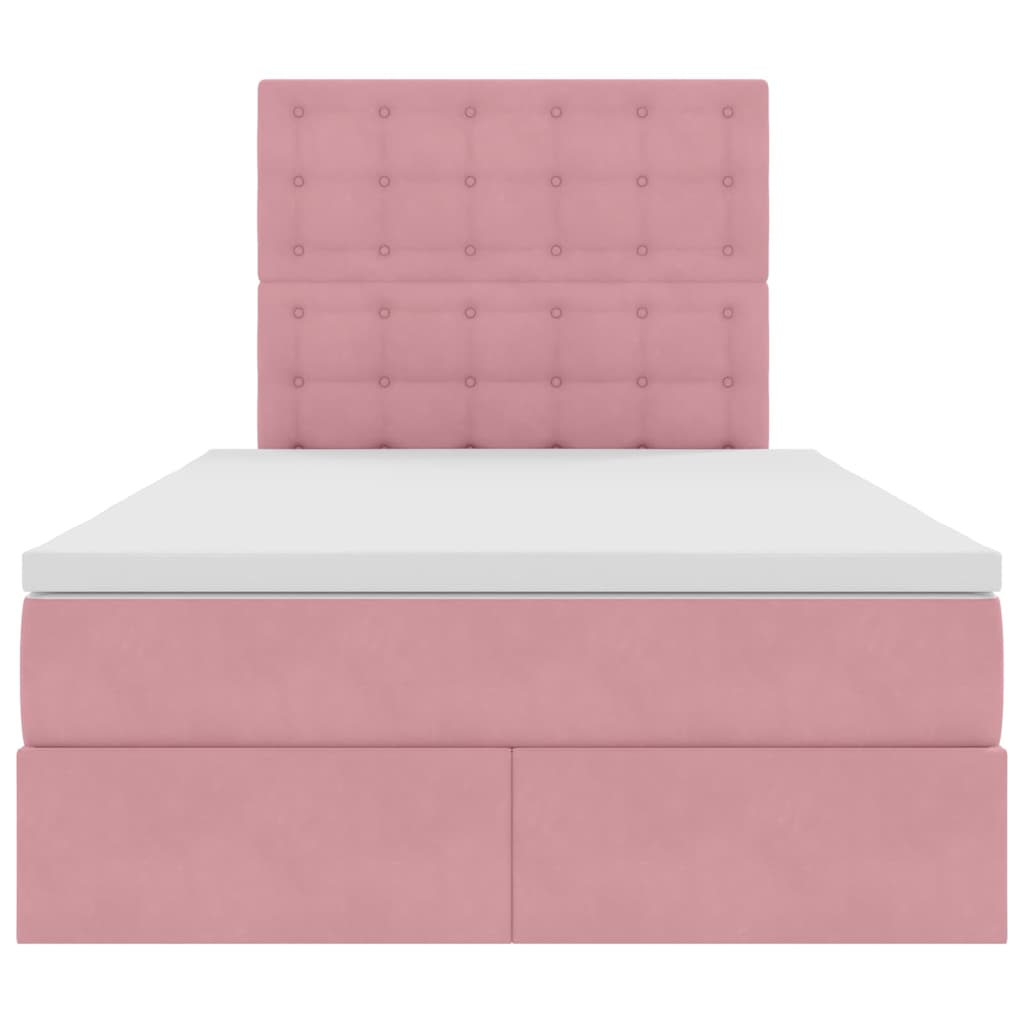 vidaXL Bett mit Stauraum und LED mit Matratze Rosa 120 x 200 cm Samt