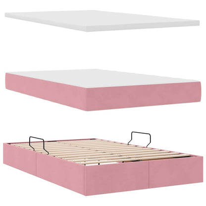 vidaXL Bett mit Stauraum und LED mit Matratze Rosa 120 x 200 cm Samt