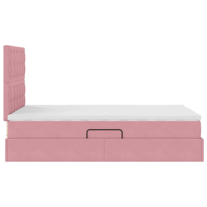 vidaXL Bett mit Stauraum und LED mit Matratze Rosa 120 x 200 cm Samt