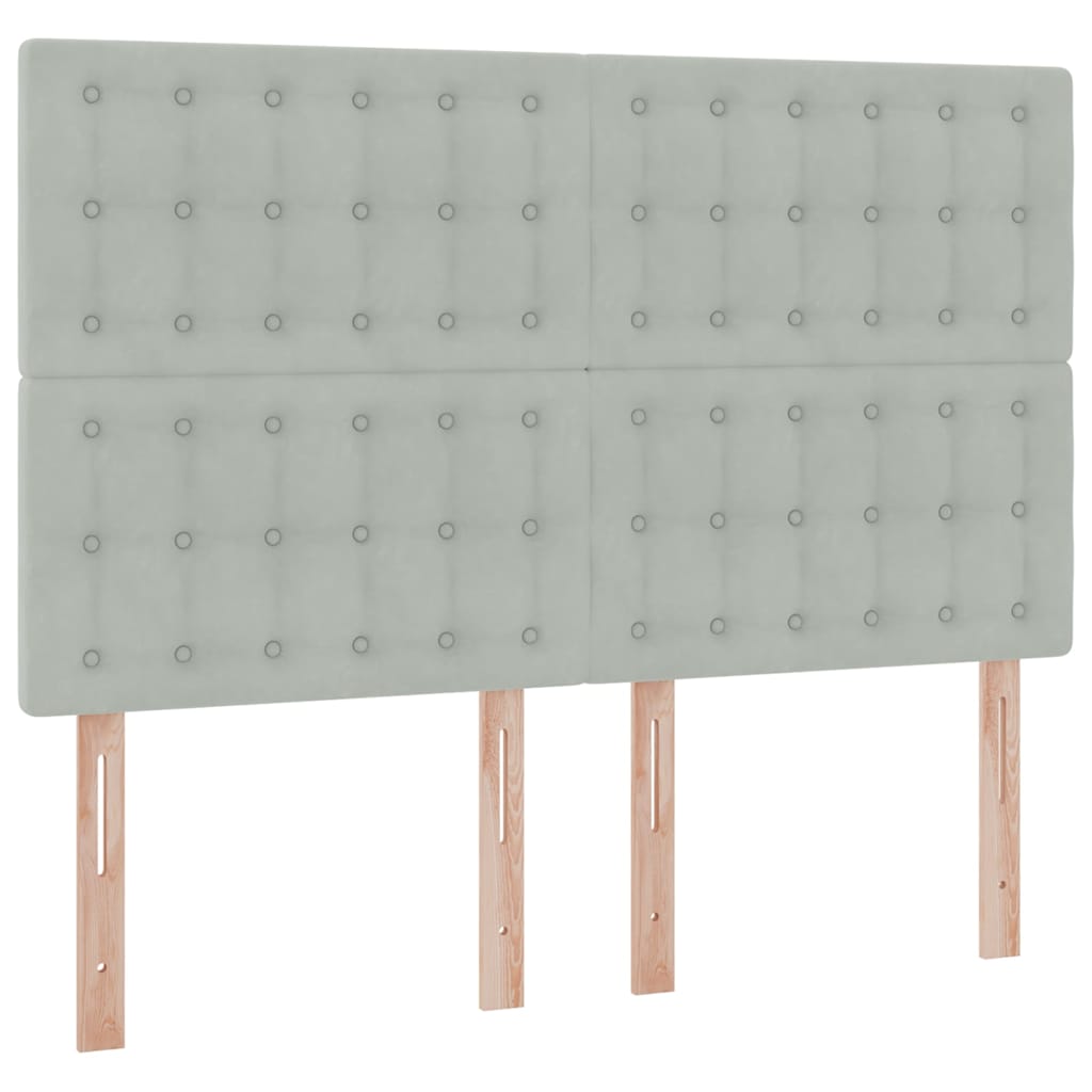 Bett mit Stauraum und LED mit LED Hellgrau 140 x 190 cm Samt