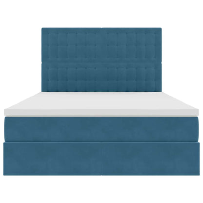 Bett mit Stauraum und LED mit LED Dunkelblau 140 x 200 cm Samt